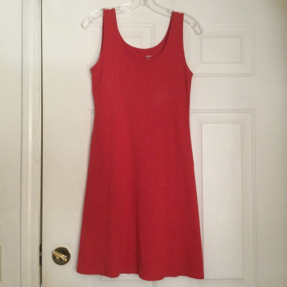 Three Dots Red Sleeveless Knit Dress Fit and Flare A-Line 100% Cotton Size M
